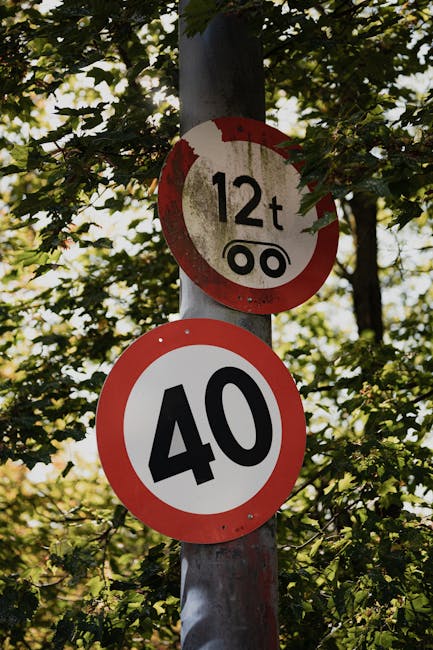 Road signs with 12 and 40 indicating direction and limits